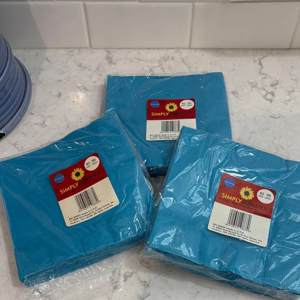 Simply Summer Bright Turquoise Beverage Napkins - Pack of 3